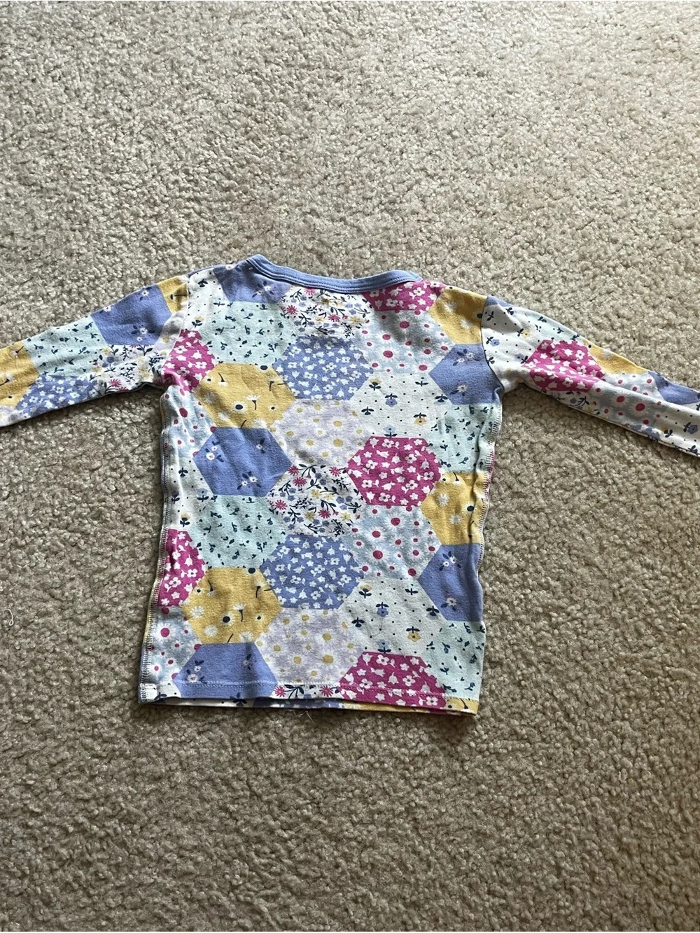 Girls Floral Patchwork Pajama Set - Lavender, Yellow, Pink